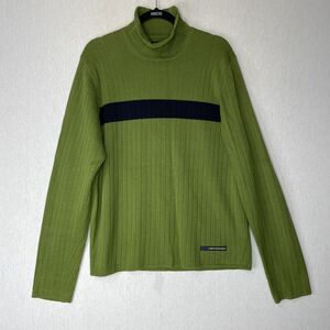 90s Y2K Abercrombie Fitch Mens Sweater Shirt Size XL Green Mock Neck Long Sleeve